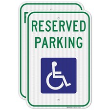 Handicap Parking Sign, Reserved Parking Sign, 2 Pack 12x18 Reflective Aluminum