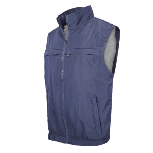 Smanicato Uomo Leggero Zip Gilet con Tasche Interno Foderato Blu Nero VEQUE - Foto 5 di 30