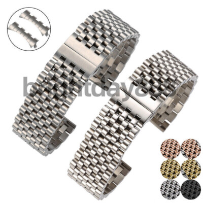 20mm 22mm Solid Watch Band Strap Stainless Steel Bracelet Straight+Curved End