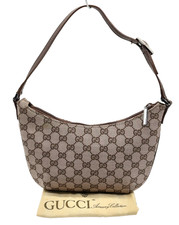Auth GUCCI GG canvas Leather Brown Beige 05.0813 One-Shoulder Bag W/D NS121510