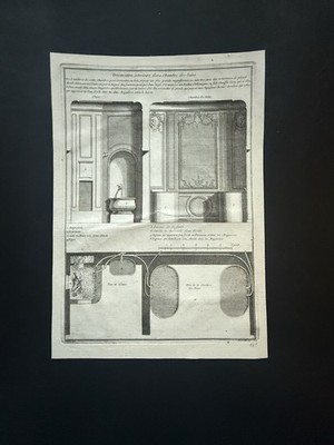 Antike 18. Jh. Innenarchitektur Gravur Bad Dekoration Architekturplan