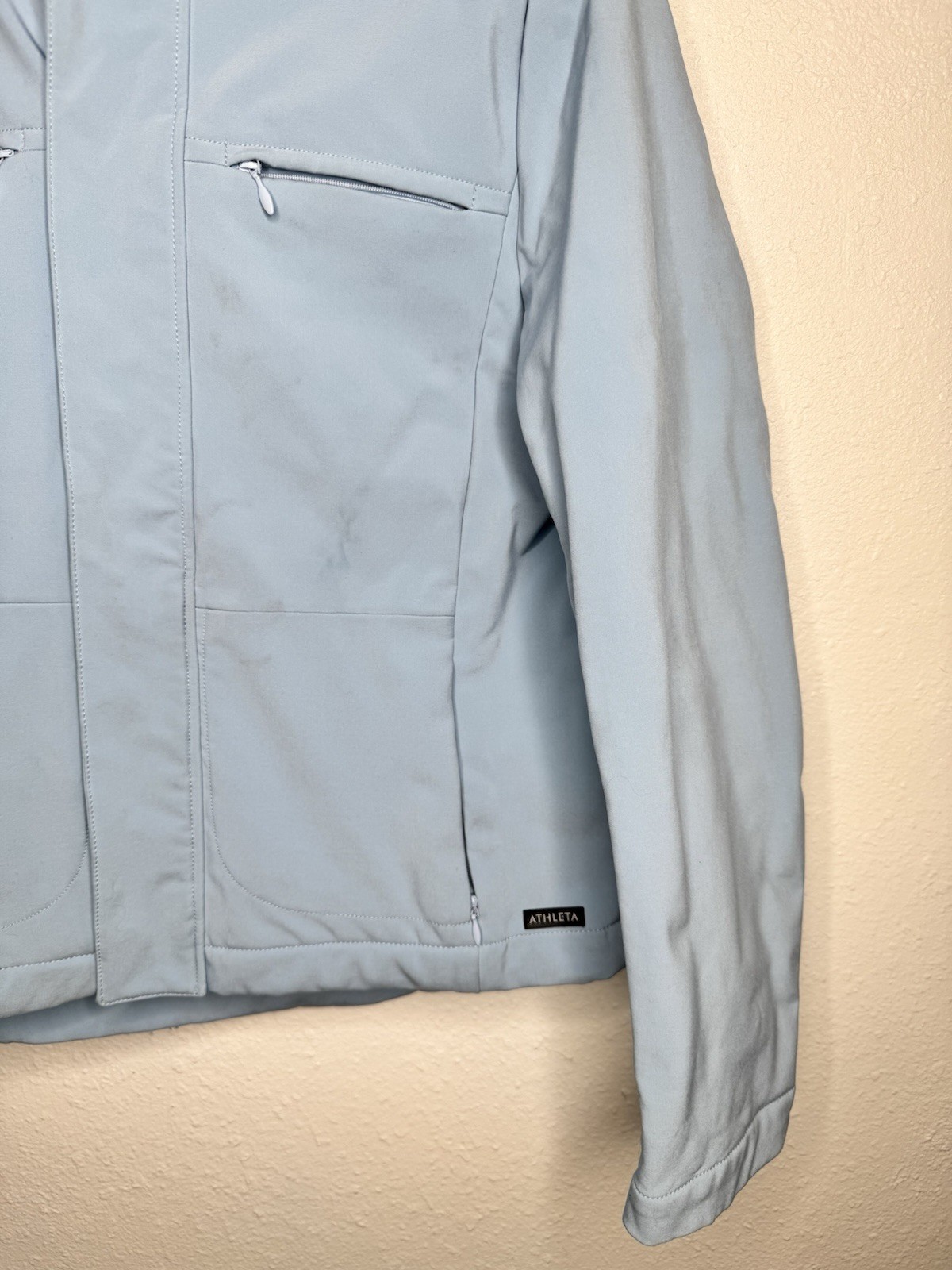 Athleta Softshell Hooded Jacket Light Blue Fleece… - image 4