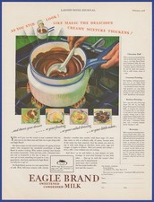Vintage 1928 EAGLE BRAND Condensed Milk Kitchen Art Decor Print Ad 1920's