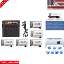 5 Pack 3.7V 500mAh LiPo Batteries with 5-in-1 USB Charger for RC Drones & Planes