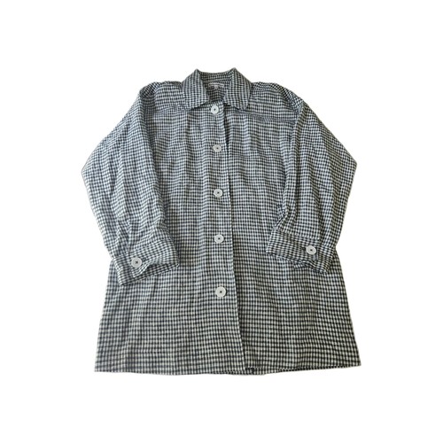 Reformation Irene Linen Jacket Womens Small Slate Check Oversized Trench Blazer
