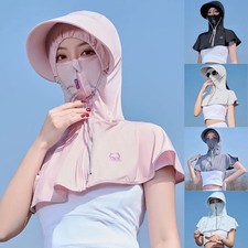 Anti-Uv Sun Protection Clothing Hooded Mask Ice Silk Breathable Face Protection
