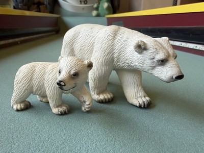 Schleich 14357 Walking Polar Bear + 14358 Cub Baby Figure Retired Arctic 2005