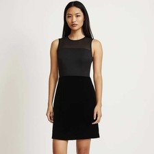 NWT Ann Taylor Black Mesh Velvet Sleeveless Women's Dress 4 Party Whimsigoth