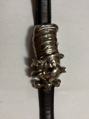 Dr. Seuss Cat In The Hat Tic k Tocking Time Keepers Silver Watch Black Leather B