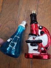 Old World Christmas Glass Microscope Beaker Christmas Ornament Science Chemistry