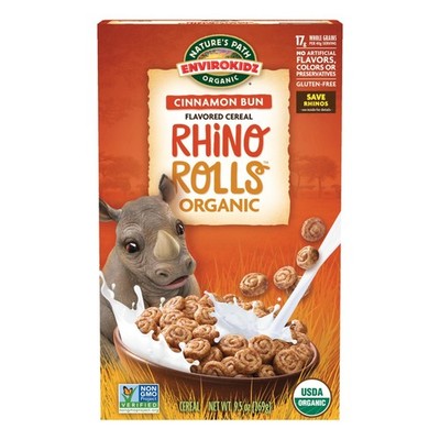 EnviroKidz Rhino Rolls Cereal Gluten Free Organic 9.5 Ounce Kids Breakfast