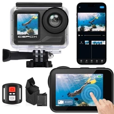 icefox i7 Action Camera 4K 60FPS 30MP with 2X 2150mAh Batteries,