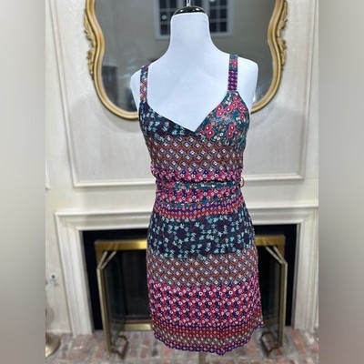 Maude Floral Patchwork Mini Dress Medium Boho Western