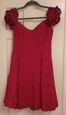 Jessica McClintock Vtg Fuchsia prom cocktail rosette Straps Lace Petticoat dress