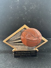 6" x 4 1/2" Basketball Diamond Plate Resin Trophy - includes Rod See pictures