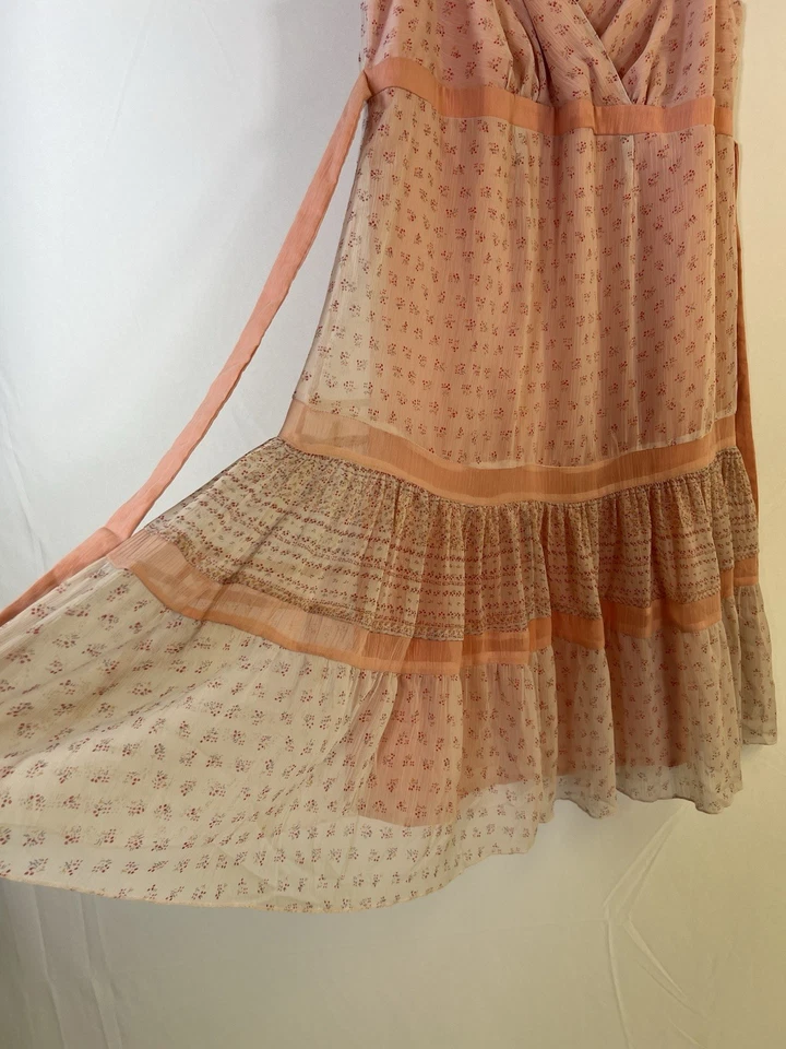 Vintage Motherhood Maternity Dress Medium Cottage Core Floral Peach Sun Dress - Image 4 of 4