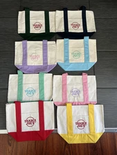 Trader Joe's Mini Canvas Reusable Tote bags, SET of all 8, Basic and Pastel, NWT