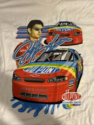 Jeff Gordon #24 White T-shirt Double Sided Dupont Chase NASCAR Racing 2000