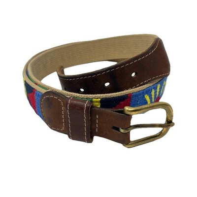 ''A Tail We Could Wag'' Belt Adult Sz 38 Boho Colorful Woven Fabric USA