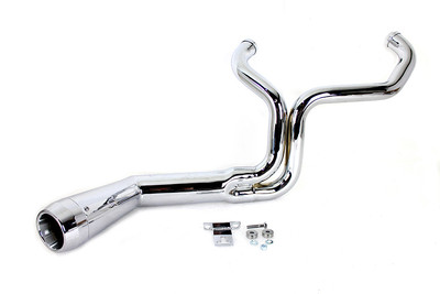 FLT Offset Megaphone 2:1 1-3/4 inch Exhaust Chrome with Chro fits Harley Davidso