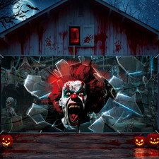 Scary Clown Halloween Garage Door Decorations Large Horror Clown Garage Banner C