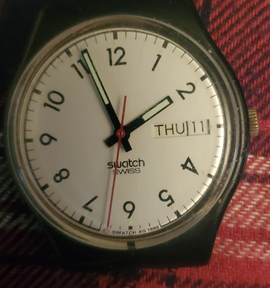 Reloj Swatch Clásico GB709 1986 Vintage Caballeros 34mm Funciona Excelente Envío Inmediatamente Foto 3 de 4
