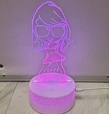 3D Multi Color Night Light, Taylor Swift, Love SWFE, With Micro Usb Power Cord
