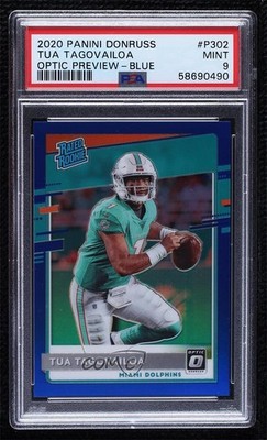 2020 Donruss Rated Optic Preview Blue Prizm Tua Tagovailoa PSA 9 Rookie RC 0rm0