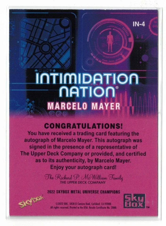 2022 Skybox Metal Intimidation Nation RC AUTO Marcelo Mayer! Rookie! Autograph! - Image 2 of 2