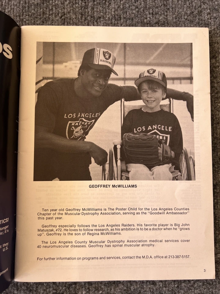 Los Angeles Raiders 1983 Charity Softball Game Program Muscular Dystrophy NFL - Image 2 of 4