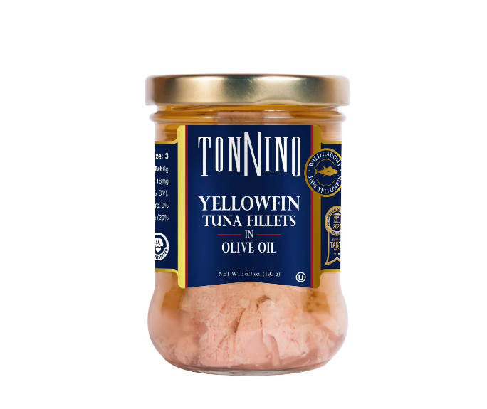 Tonnino Premium Yellowfin Tuna Fillet in Olive Oil, 6.7 oz, Jar, Wild Caught
