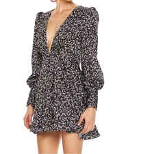 Talulah Embody The Love Long Sleeve Mini Dress Black White sz XS Daisy Floral