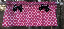 Pink  White Polka Dots Valance Minnie Decor Baby Girl Nursery Curtain Topper