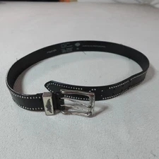 Vintage Harley Davidson Belt Mens 34 Black Leather Studded Double Prong 00s Bike