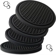 4 Pack Car Cup Holder Coasters - Non-Slip, Shockproof PVC - Universal Fit
