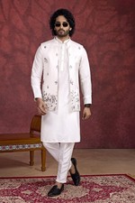 Mens Wedding Bollywood Eid Ramadan Wear 3 Pc Semi Indo Western Set From India