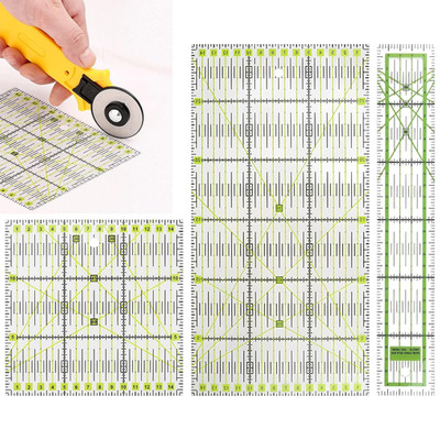 Patchwork Lineal Set 3er für Nähen Quilten Stoffe mit cm-Skala und Winkel