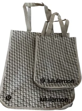 Lot of 2 LULULEMON 2025 HOLIDAY Shopping Tote Bags Small & Large Herringbone Tan
