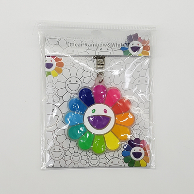 Takashi Murakami Clear Rainbow and White Flower Rubber Keychain