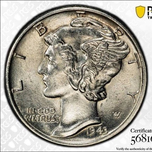 1943-P PCGS MS63 Mercury Dime