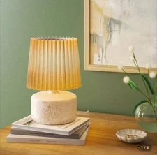 Faux Wood Accent Table Lamp With Pleated Shade - Room Essentials