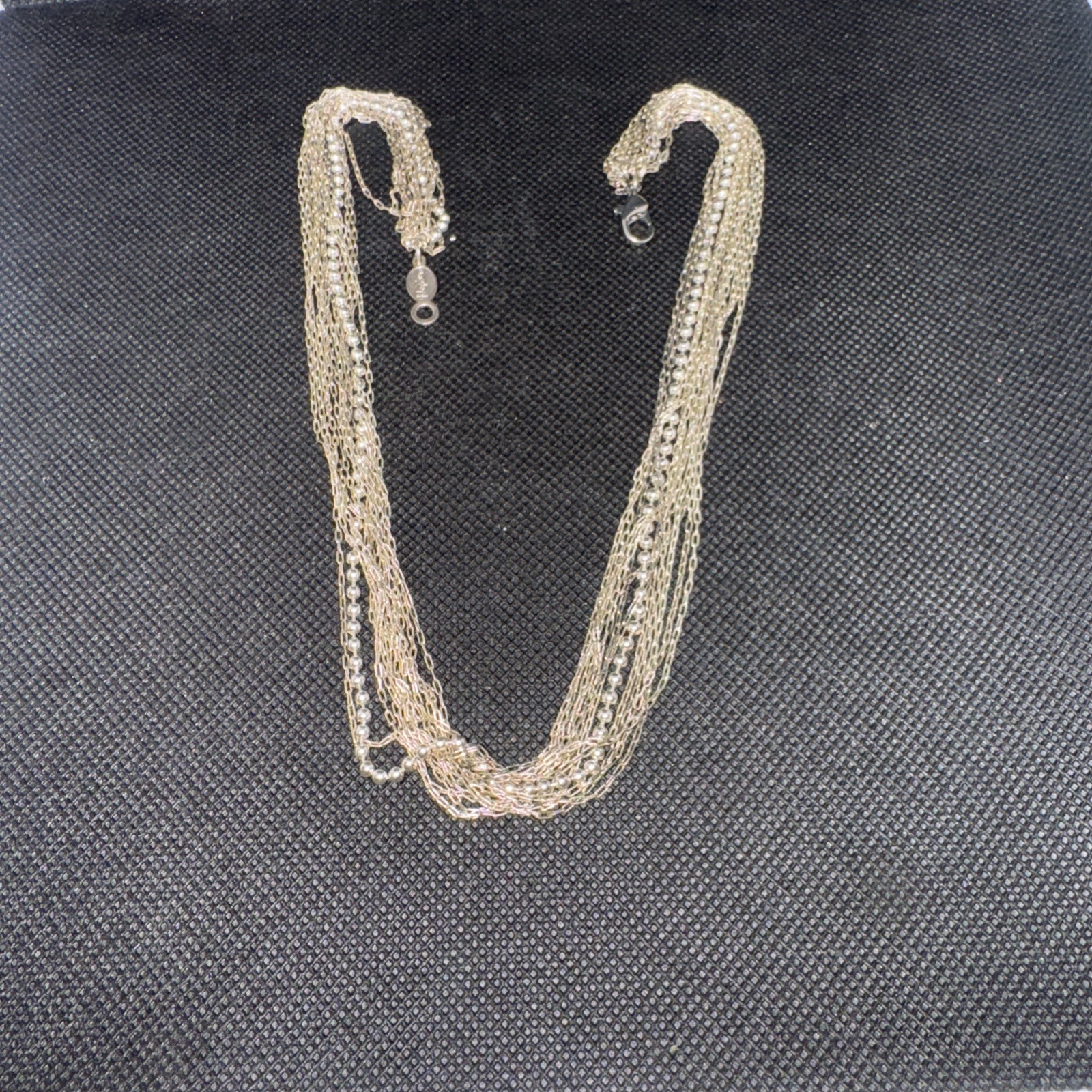 Napier Silver Tone Multi-Strand Chain Bib Necklace