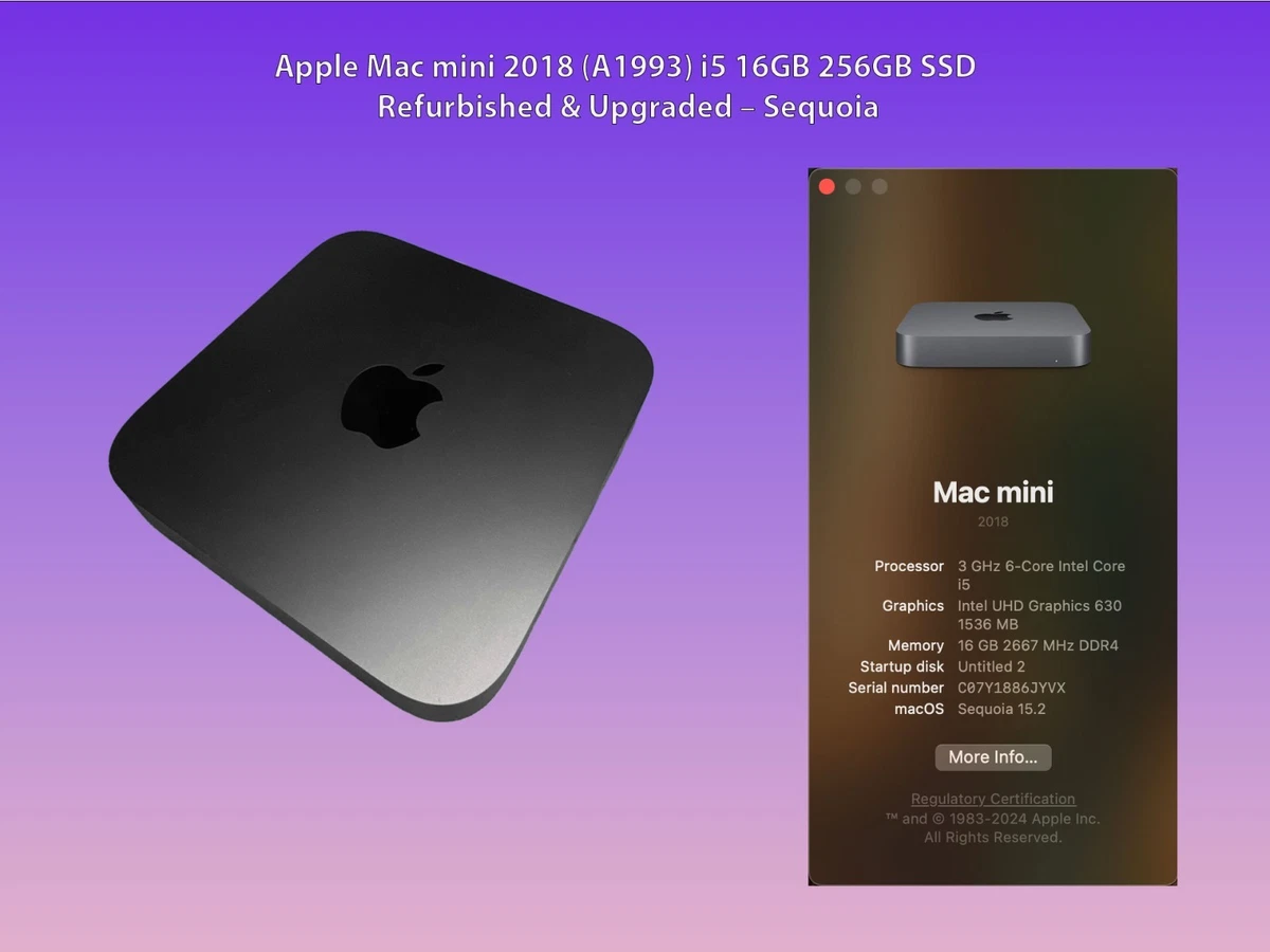 Macデスクトップ 2018 Apple Mac mini i5 8GB SSD 256GB Apple Mac mini 8 GB RAM Apple Desktops 256 GB Hard Drive Capacity