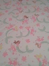 Pottery Barn Kids Mermaids Flowers Twin Flat Sheet Ocean Pink Green Yellow