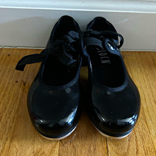 BLOCH Black Lace-Up Tap Dance Shoes with Black Bow size 9 1/2