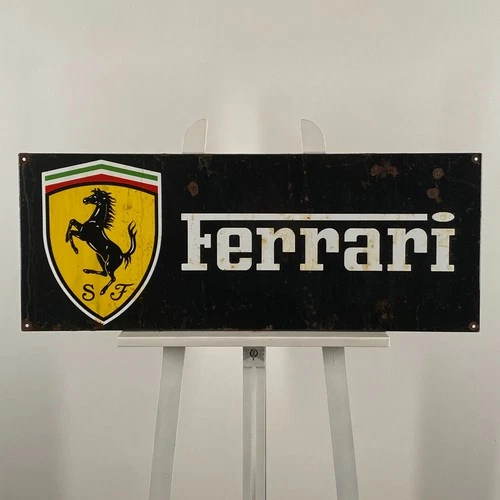 Ferrari Enamel Sign - 90x35x1cm (35.4x13.8x0.4") - Vintage Unique Porcelain Sign