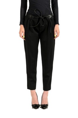 Dsquared2 Women's Black Wool Belted Pleated Pants US S IT 40