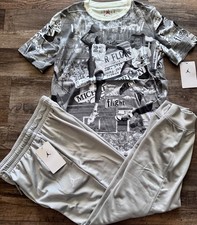 NWT Nike Air Jordan Boys YMD Gray/Black/Whte Photo Print Jogger Pants Set Medium