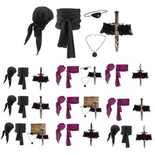 Unisex Adults Pirate Costume Set Party Headscarf Classic Sash Belt Halloween