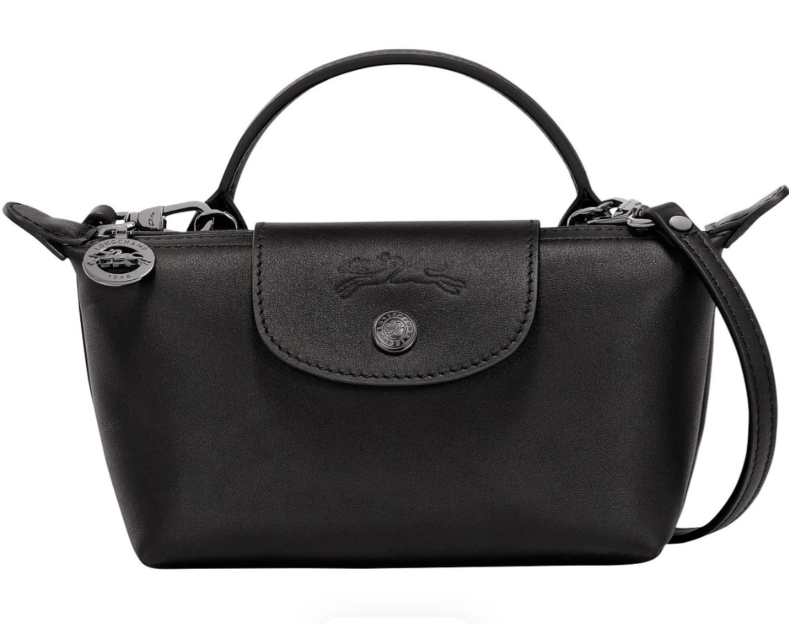 AUTHENTIC Longchamp Cuir Le Pliage Xtra XS Pouch Black Leather Crossbody Bag NWT image 3